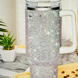 Stainless Steel Sequin Tumbler  40 oz  (White Sequin)
